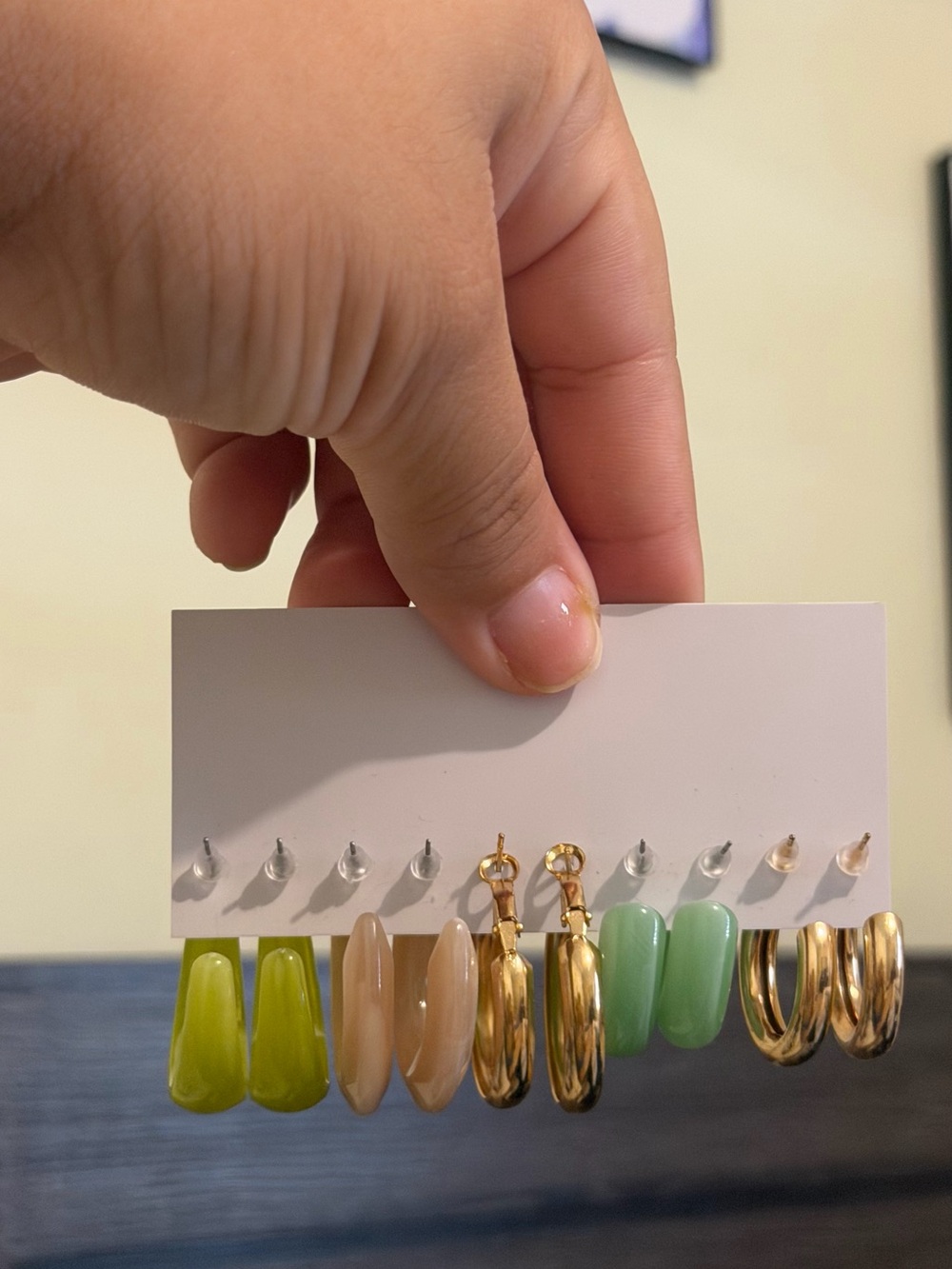 Assorted Women’s Earring Set — Green, Beige, Gold